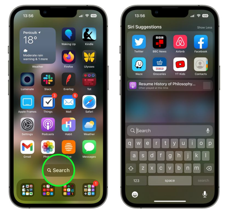 桥西苹果手机维修分享升级到 iOS 16 后，如何删除主屏幕上的搜索按钮 