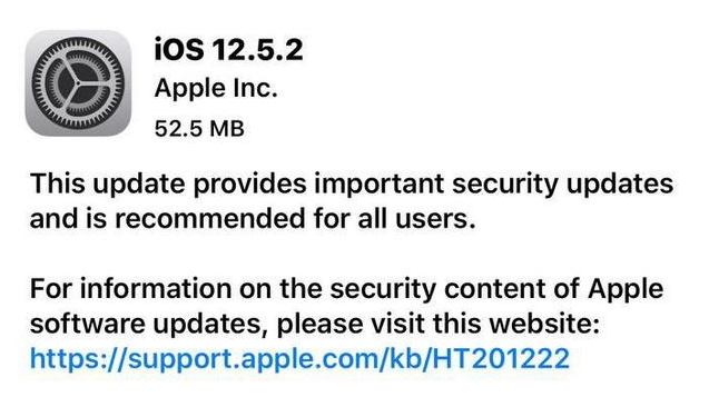 桥西苹果手机维修分享iOS12.5.2发布，建议所有老苹果用户安装 